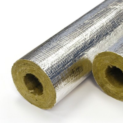 80kg density rock wool 50mm thickness aluminum foil fireproof rock wool insulation pipe