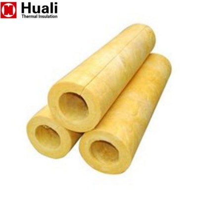 fireproof glasswool exhaust pipe section heat insulation fiber glass wool pipe/tube for steam pipe